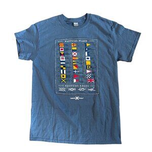 Celebrity Cruises Nautical Flags & Knots  T-Shirt Gildan Heavy Cotton M Blue